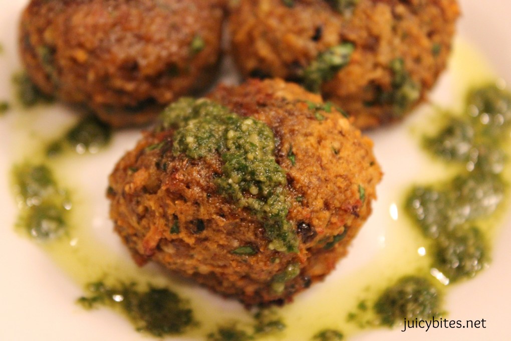 lentil meatballs close up
